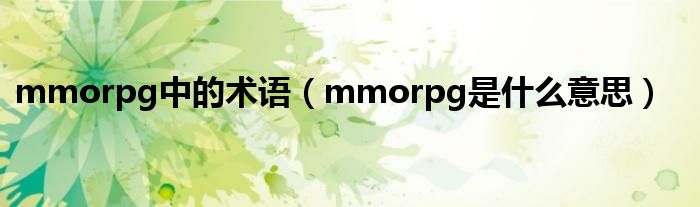 mmorpg中的术语（mmorpg是什么意思）