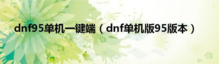 dnf95单机一键端（dnf单机版95版本）